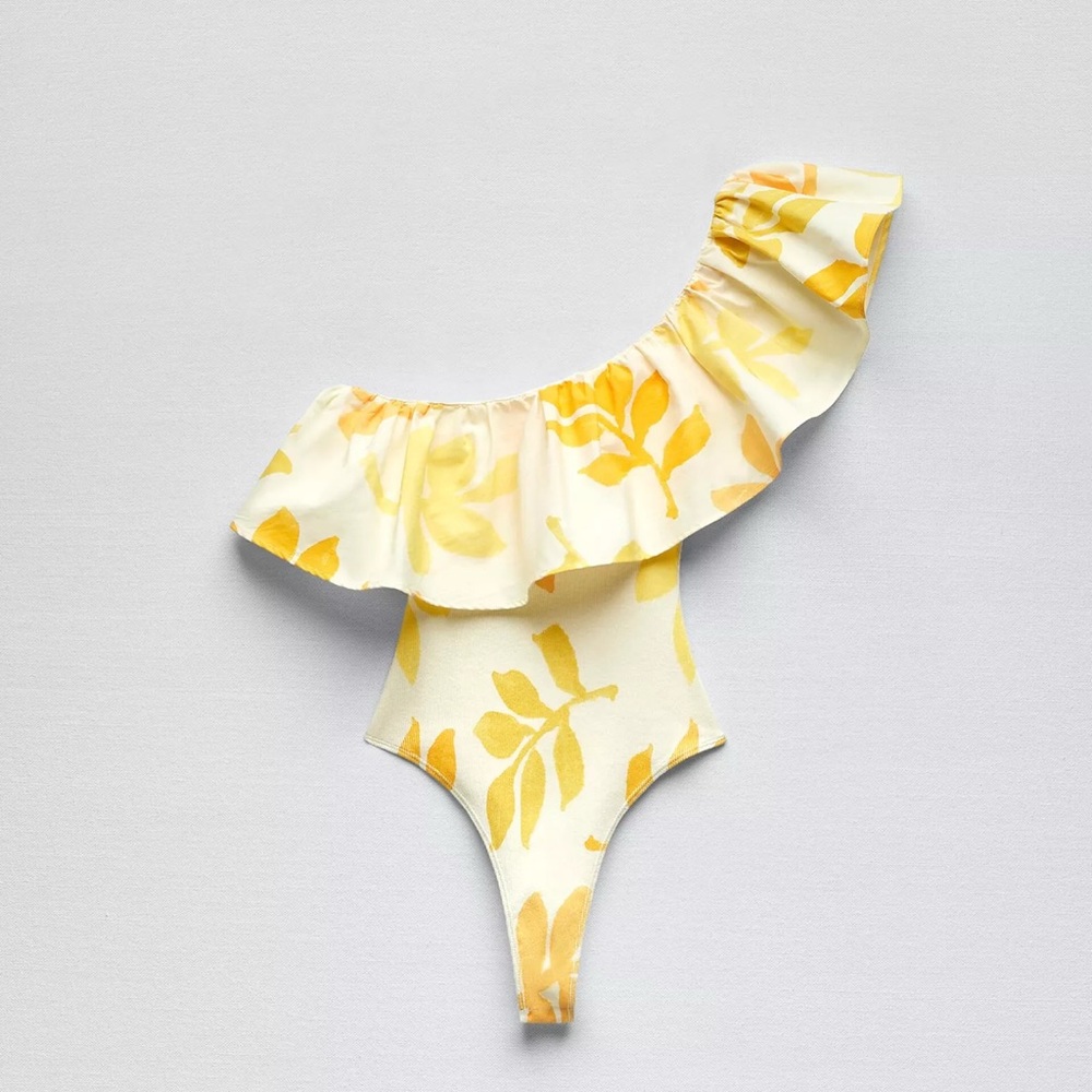 Zara printed asymmetrical blouse